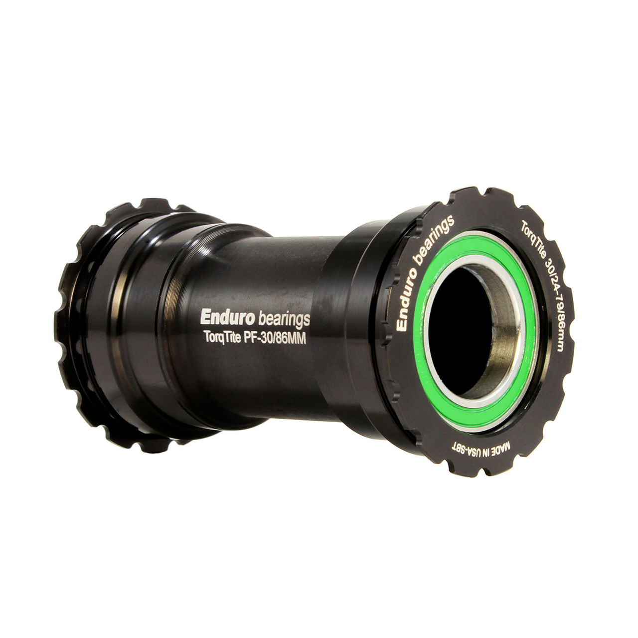 Enduro BKS-0141 - TorqTite, Stainless Steel, Angular Contact, Bearing Bottom Bracket for BB386 Framesets and Shimano 24mm Cranksets - straight view